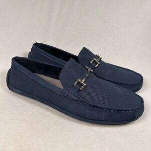 Cole Haan Driver Bit Loafers Wyatt Navy Blue Perforated Leather Men 11M New